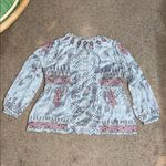 Johnny Was Biya Deliza Embroidered silk Boho Tunic Blouse Large Photo 7