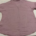 Garnet Hill  100% Linen Pink/Purple Short‎ Sleeve Button Up Shirt Size 4 Photo 1
