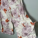 RACHEL Rachel Roy Floral Wide Leg Pants Cream Orange 100% Linen Women's Small Pink Photo 4