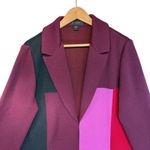St. John  Patchwork Colorblock Knit Wool Twill Coat in Caviar Ruby Multi Large Photo 2
