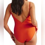 NWT Boden Ruched V neck low back one piece swimsuit red 4 vacation orange Photo 3