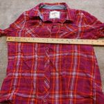 Arizona Jean Co Size Medium M Red Orange Plaid Button Up Long Sleeve Top Shirt Photo 3