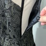 Spense women's 10 black gold metallic v neck sleeveless dress belt bow shoulder Photo 3