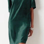 NWT J. Jill Velvet Short‎ Puff Sleeves Crewneck Knee Length Shift Dress Size XL Blue Photo 0