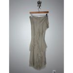 Vintage 90s Y2K Champagne Ruffle 100% Silk Strapless Beaded Dress Fairycore S Gray Size XS Photo 1