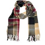 Women’s Better Than Cashmere red tan black plaid fringe scarf Photo 0