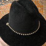 Steve Madden Black statement cowboy hat with rhinestone silver chain Photo 3