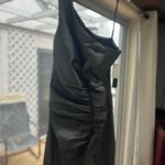 Andrew Marc  NWT Gunmetal Metallic Ruffle Ruched One Shoulder Dress Size 8 Photo 3