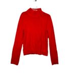 Mossimo Size M Women's Red Knit Cardigan Sweater Full Zipper Mock Neck Cotton Size M Photo 1