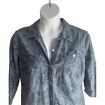 Karen Scott  Women Large Button Down Floral Blue‎ Denim Shirt Casual MomCore Photo 5