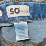 SO  Plus Size 20 Denim Jean Shorts Crochet Flower Patch Frayed Hem Photo 3