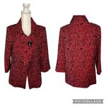 City Girl Nancy Bolen Blazer Jacket Red Black Embroidered Button Size Small Photo 1