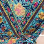 Zesica Floral Wrap Dress Short Sleeve Midi Boho‎ Festival Size Small Colorful Blue Size M Photo 5