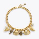 Kurt Geiger LONDON Signature Eagle & Shell Bib Golden Necklace, 16" Pave NEW Photo 0
