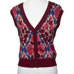 Anthropologie Maeve   Floral Button Up Sweater Vest Red Dera Size Small NWT Photo 0