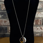 Gold tone long tortoise shell Pendant Necklace 32” Photo 0