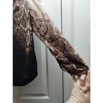 Zac & Rachel Size PL Brown Black Snakeskin Print Roll Tab Sleeves Popover Top Photo 3