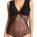 Flora Nikrooz Mesh Bodysuit Black Sheer Lace Floral Size L Photo 1