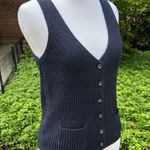 Brandy Melville Navy Elizabeth Wool Button Vest Photo 2