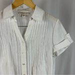 Coldwater Creek  Small Bamboo Rayon Pleat Retro Vintage Resort Button Up Blouse Photo 6