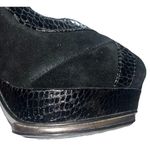 H by Halston Black Suede Snake Accents Platform Peep Toe Stiletto Women's Size 6 Photo 6