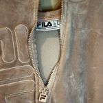 Fila Pink Velour Velvet Womens Med Zip Up Hoodie Warm Up Jacket Elastic Waist Y2K Photo 4