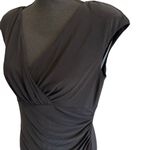 Ralph Lauren Ruched Sheath Dress Gorgeous Black V Neck Cap Sleeve Size 12 Photo 2