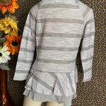 Doe & Rae ✅3/$30✅ NWT  Grey/White Striped Ruffle BabyDoll Top | LARGE | Photo 4