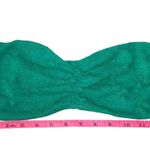 Turquoise Bandeau Floral Lace Bra Top | Teal Lace Strapless Top Photo 1