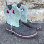 Ariat  6.5B Fatbaby Sheila Gray Gator Print Green Suede Cowboy Boots 10011872 Photo 0