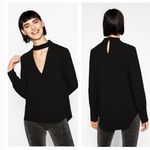 ZARA Choker Neck Black Blouse Size Small Photo 2
