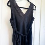 Lulumari ‎ | Vintage Y2K 100% Cotton Floral Embroidered Lace V Neck Tie Top Black Photo 3