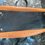 DKNY Vintage Brown & Black Color Block Leather Shoulder Bag Photo 2