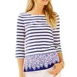 Lilly Pulitzer Women’s Waverly Bright Navy Serene Stripe Top size Small Photo 1