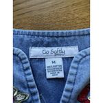 Go Softly Patio Embroidered Floral Denim Mumu Dress Zip Front Pockets Sz Medium Blue Photo 2