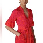 NEW Whistles Pink and Orange Henna Print Tie Front Jumpsuit Size 10 Red Photo 1