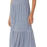 Daily Ritual Cozy Knit Rib Heathered Blue Gray Tiered Tank Dress Size XS Photo 0