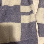 Kori Checkered Cardigan Sweater Knit Button Up Cozy Blue White Small Photo 4