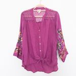 Fig and Flower Womens Top Size M Fuscia Lace Embroidered Boho Hippie Summer Pink Size M Photo 1