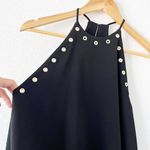 Amanda Uprichard Black Gold Grommets Accent Sleeveless High Neck Mini Dress Photo 2