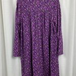 Eileen West Purple Floral Long Sleeve Short Nightgown Sz.L Size L Photo 5
