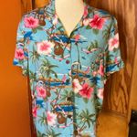 Vtg 90s floral Hawaiian shirt Blue Size M Photo 7