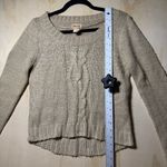 Moda Mudd Women’s Beige Cable Knit Sweater – Long Sleeve, High-Low Hem – Size S Photo 4