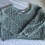 Nicole Miller Teal Crochet Sweater Photo 0