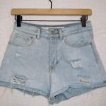 Brandy Melville Melville Light Wash Denim High Waisted Distressed Shorts size 25 Photo 0