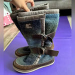 Sorel  Chipahko Blanket Boots Women's 7 Wool Blue Ombré Fur Lined Winter Buckles Photo 5