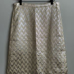 J.Crew  Collection Metallic Gold and Silver Chevron Print  Pencil Skirt Size 8 Photo 0