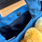 Handmade  Colorful Fluffy Heart Hand Bag, Adjustable Shoulder Strap, Blue, Denim Photo 8