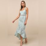 Lulus LULU’S Won Your Heart Sage Green Lace Tie-Strap High-Low Midi Dress Photo 5