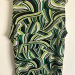 Blouse Green Graphic Sleeveless Blouse with Mandarin Collar Lg Photo 1